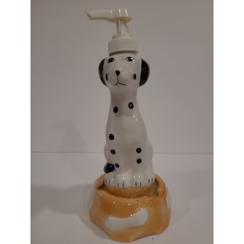 NEW 1999 Ceramic Dalmatian Dog Soap Pump Dispenser with Sound 9.5" tall Allure - Picture 2 of 4